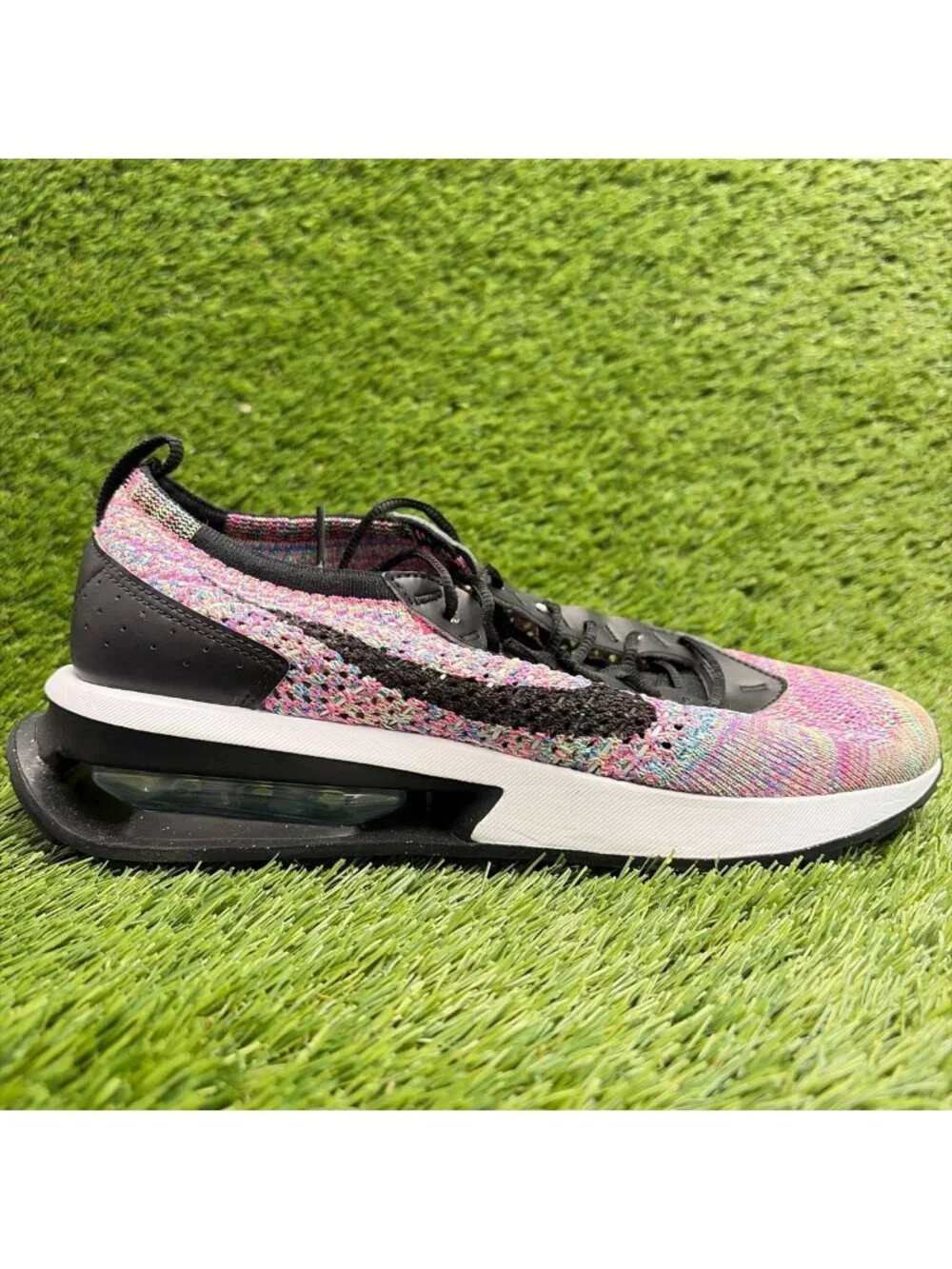 Nike Air Max Flyknit Racer Womens Size 9 Pink Black White Running Shoes Sneakers